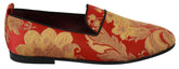 Dolce & Gabbana Red Gold Brocade Slippers Loafers Shoes -   -  Dolce & Gabbana.